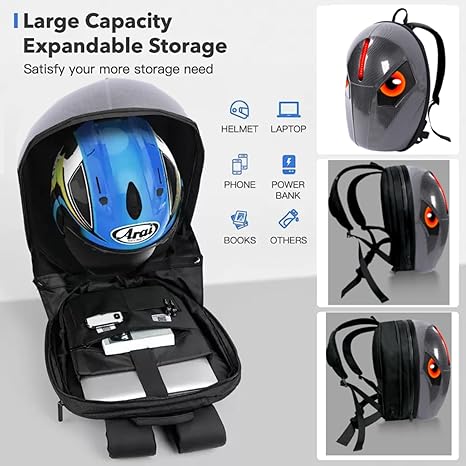3D Hard Shell LED Light Motorcycle Backpack-W12