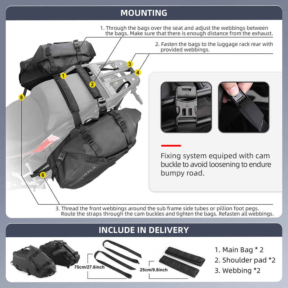 Motorcycle bag 100% waterproof 18L/28L/48L large capacity -B01