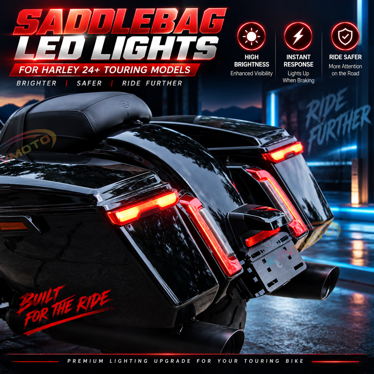 KTVMOTO Harley 121CVOST Saddlebag Sequential Light (Fits 2024+ Models) Brake Light-ML01