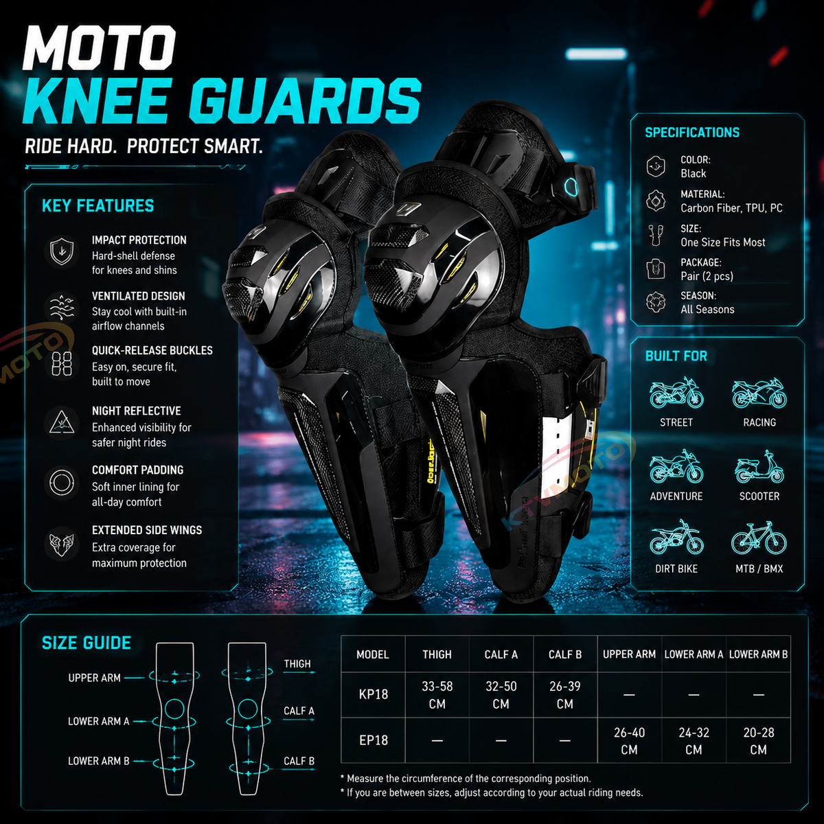 Motorcycle Carbon Fiber Knee Guards-Y46
