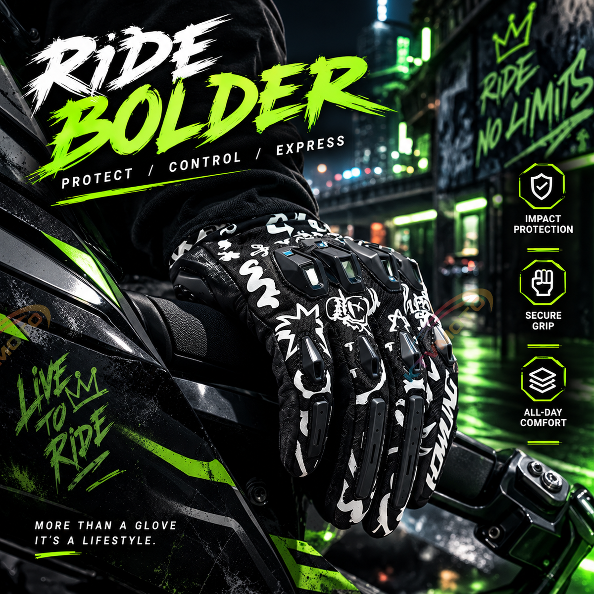 KTVMOTO CE certified luminous leather gloves-G20