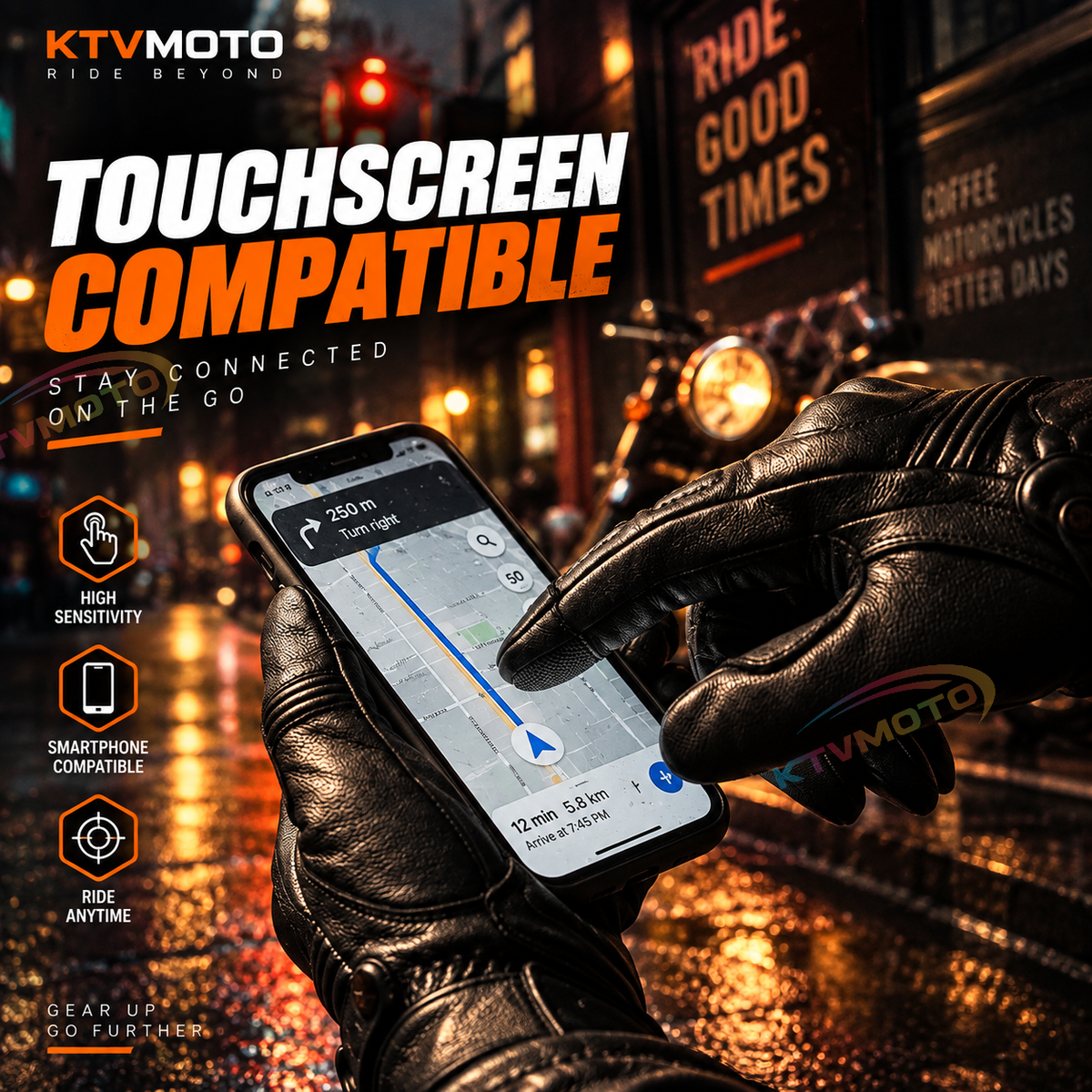 KTVMOTO Genuine leather retro motorcycle riding gloves-G89