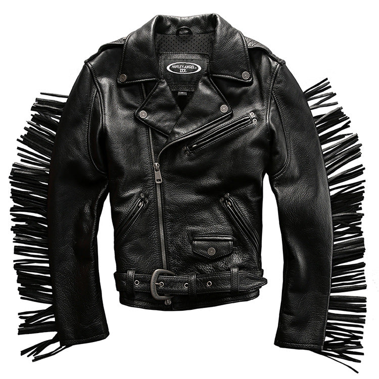 HARLEY ANGEL Harley Angel tassel cowhide leather jacket-A17
