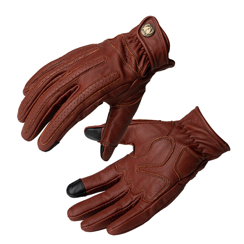 Retro Cruiser Motorcycle Gloves Genuine Leather Sheepskin Harley Crashproof-G72