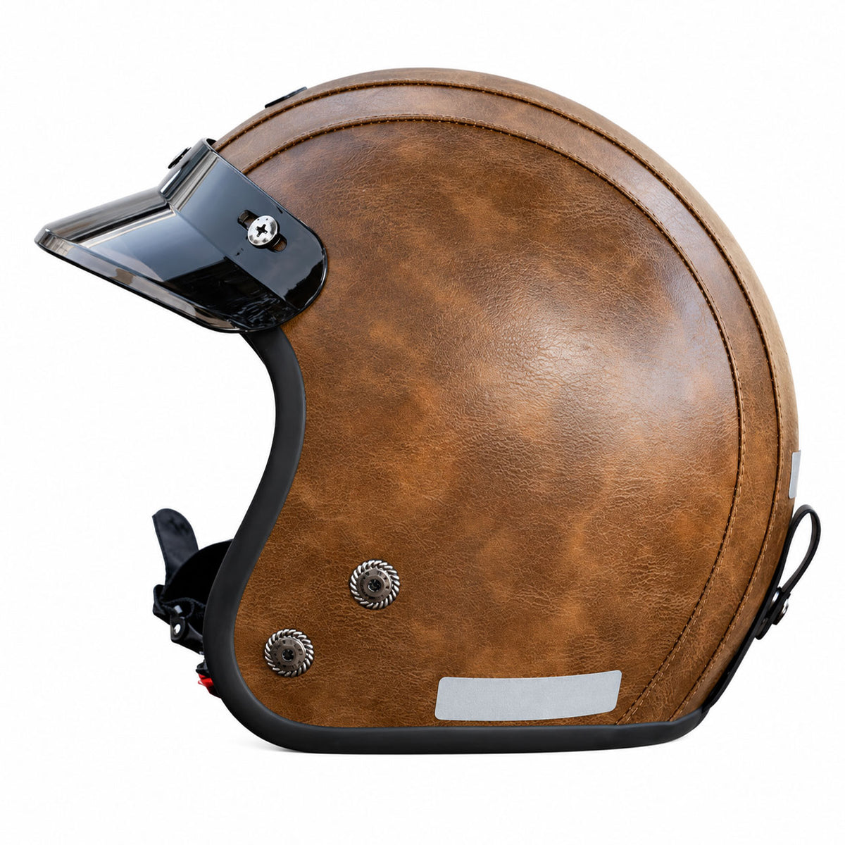 Retro-style leather-finish multi-functional modular motorcycle helmet-I284