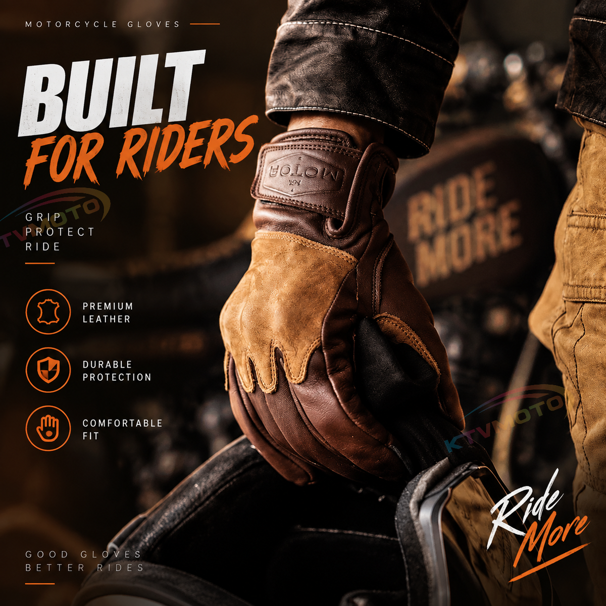 KTVMOTO Vintage sheepskin motorcycle gloves-G40