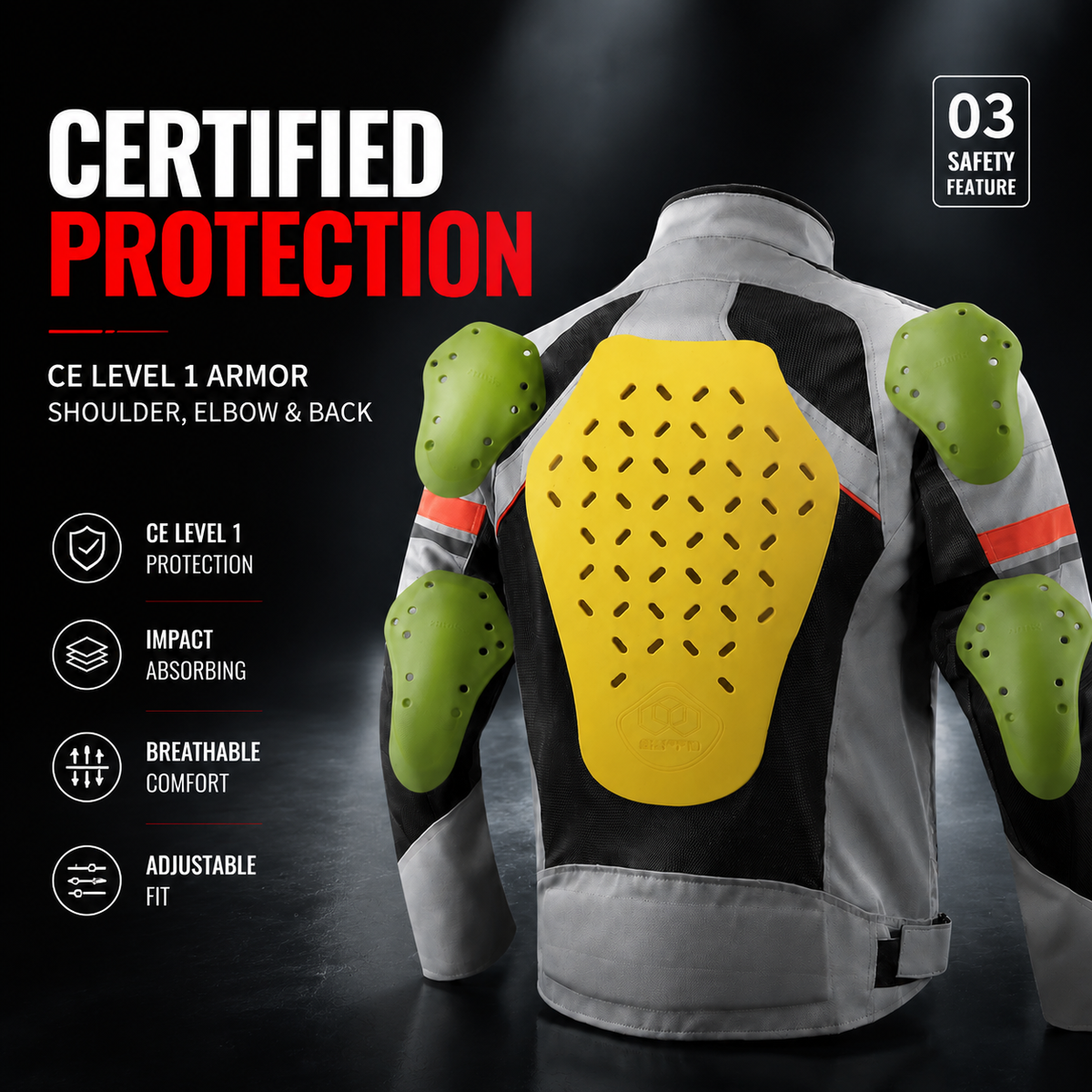 Motorcycle riding suit with reflective mesh(CE Grade)-J80