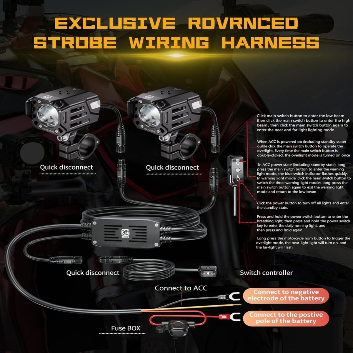 60W White Amber LED Spotlight Auxiliary Light Kit-D17