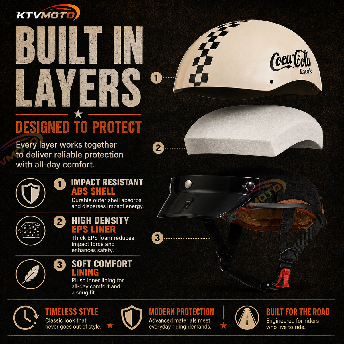Retro half-helmet, summer travel gear-I18
