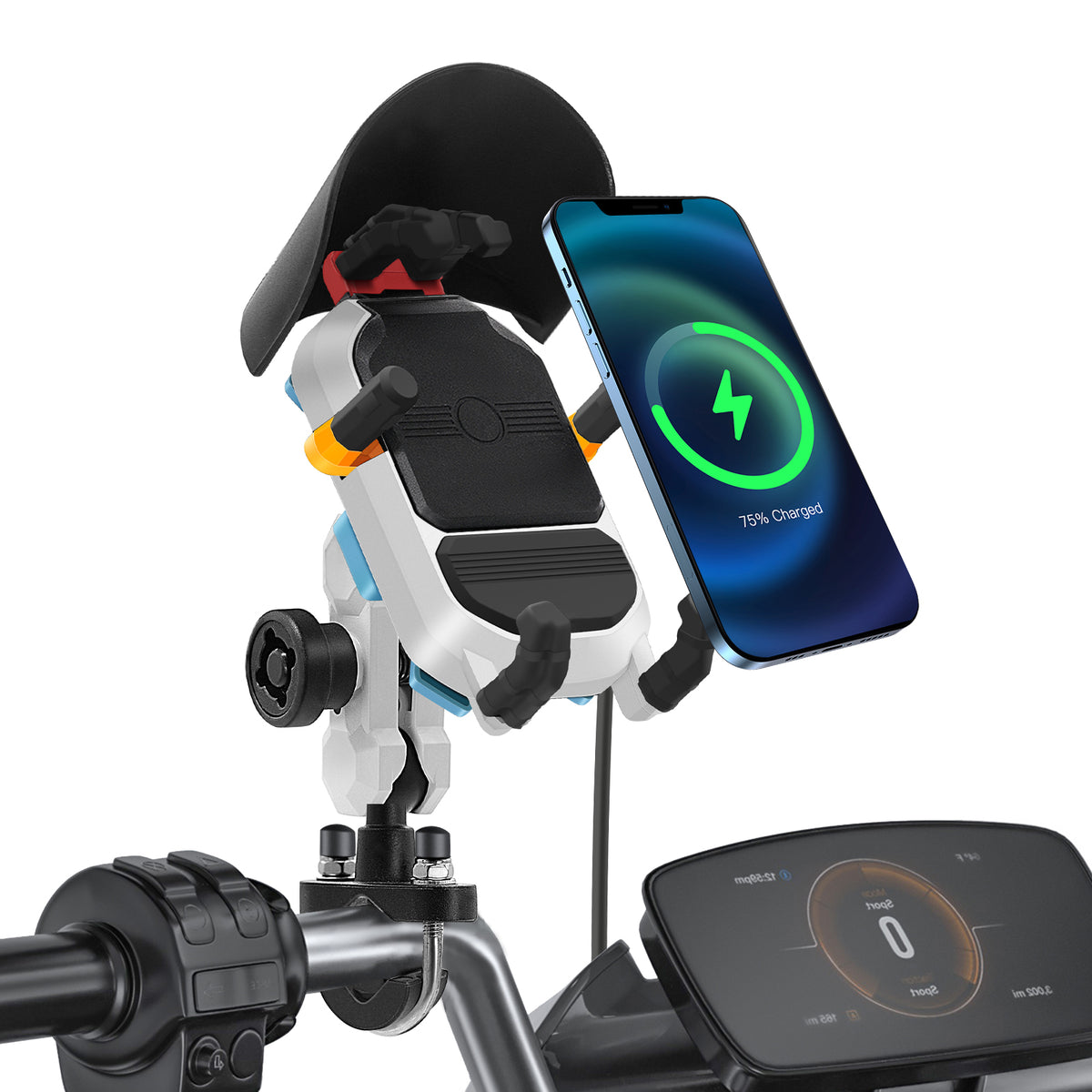 15W Wireless Charging Anti-theft Shockproof Motorcycle Phone Holder - M42