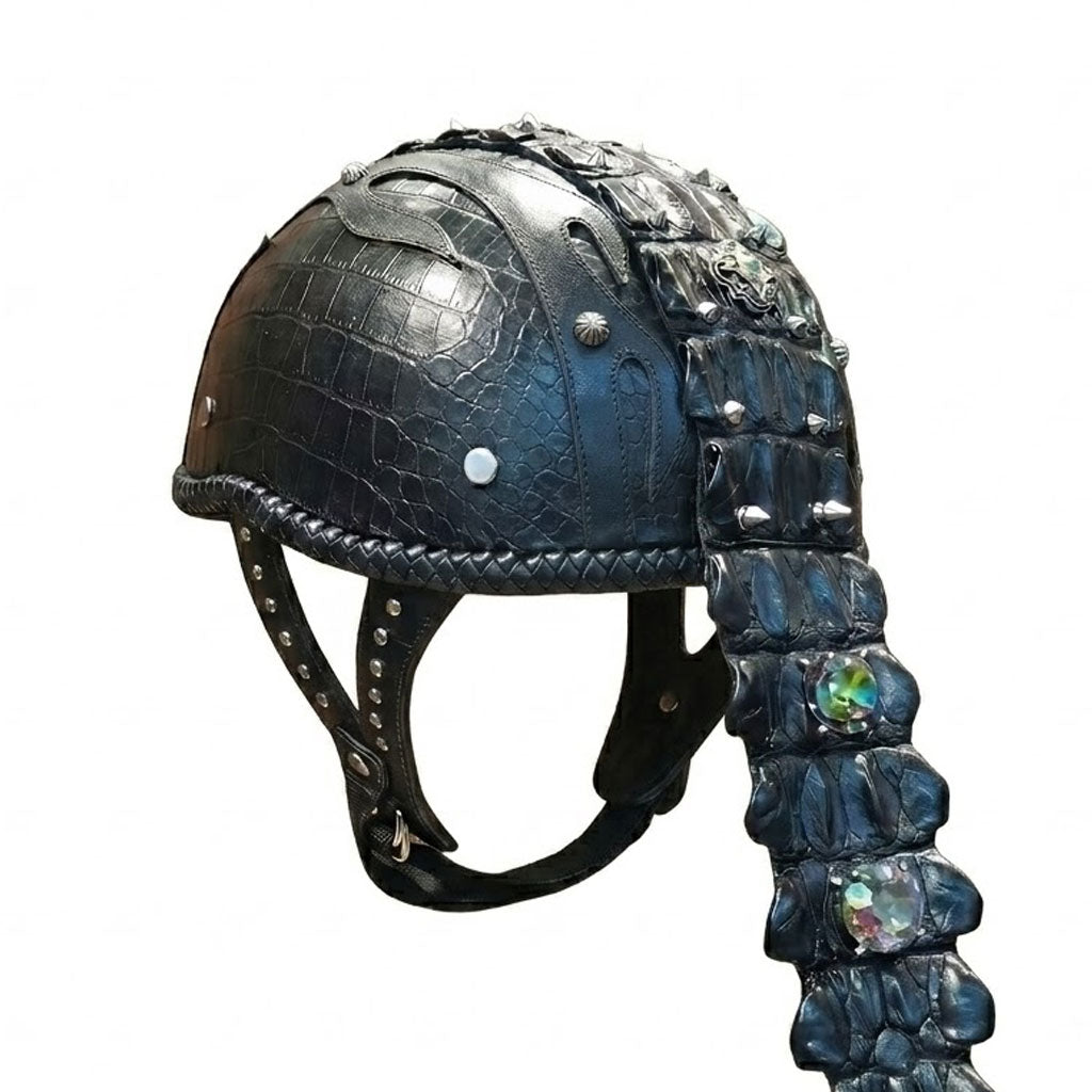 Crocodile skin motorcycle half helmet-I128