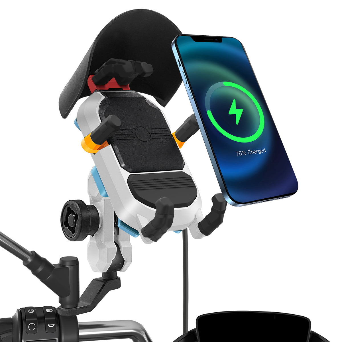 15W Wireless Charging Anti-theft Shockproof Motorcycle Phone Holder - M42