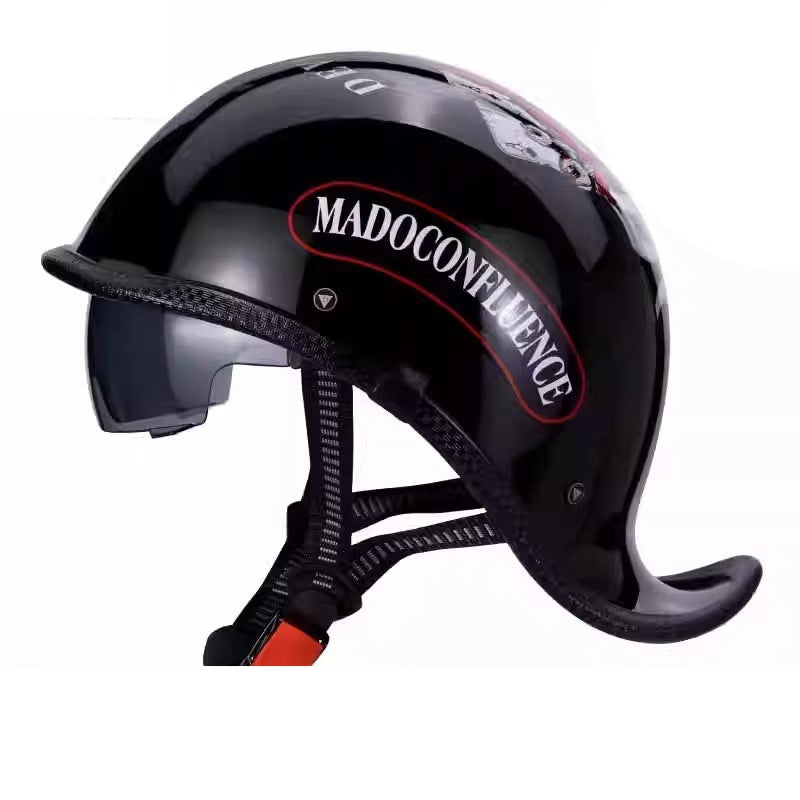 KTVMOTO Vintage Half Helmet with Visor – Retro Motorcycle Helmet-I131