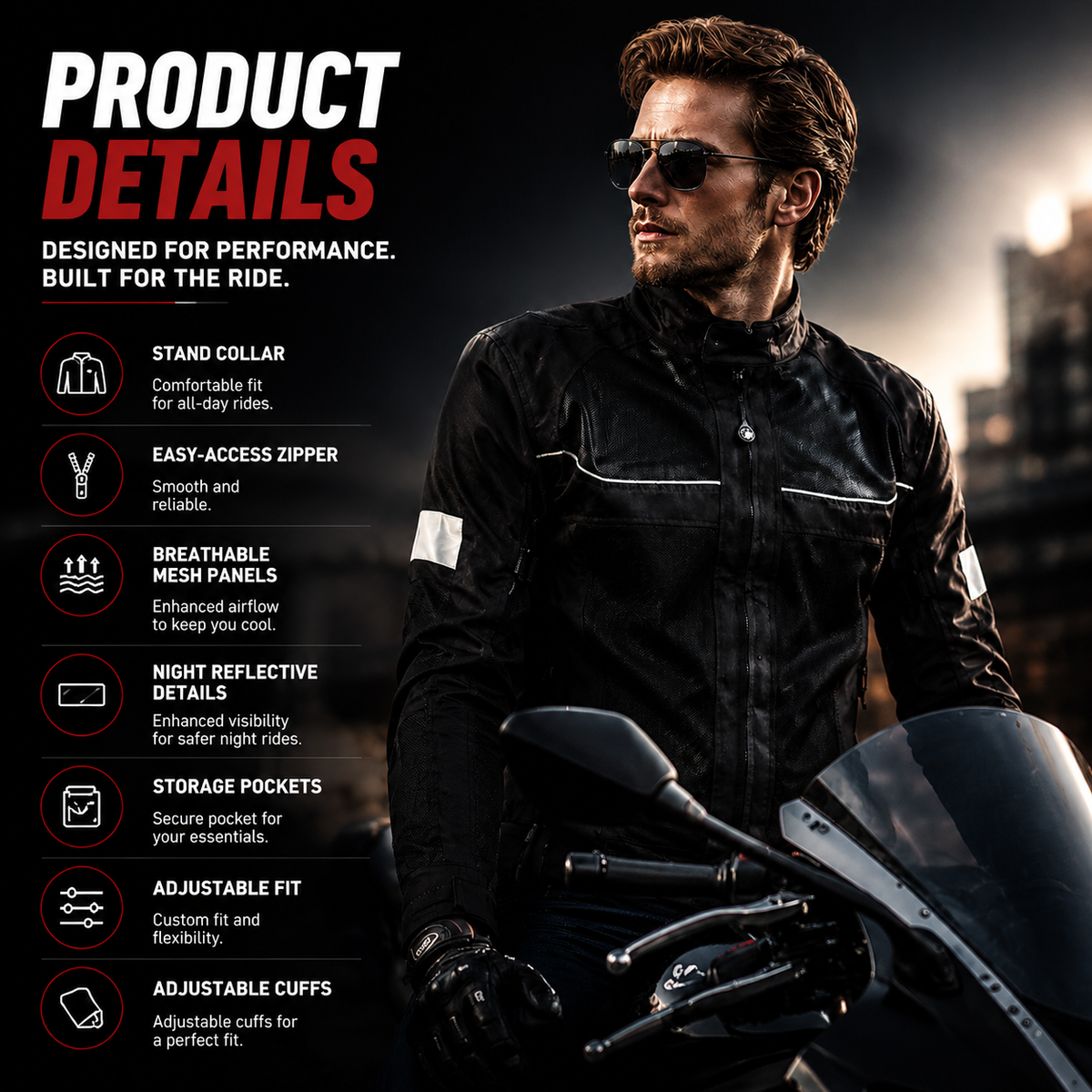 Motorcycle riding suit with reflective mesh(CE Grade)-J80