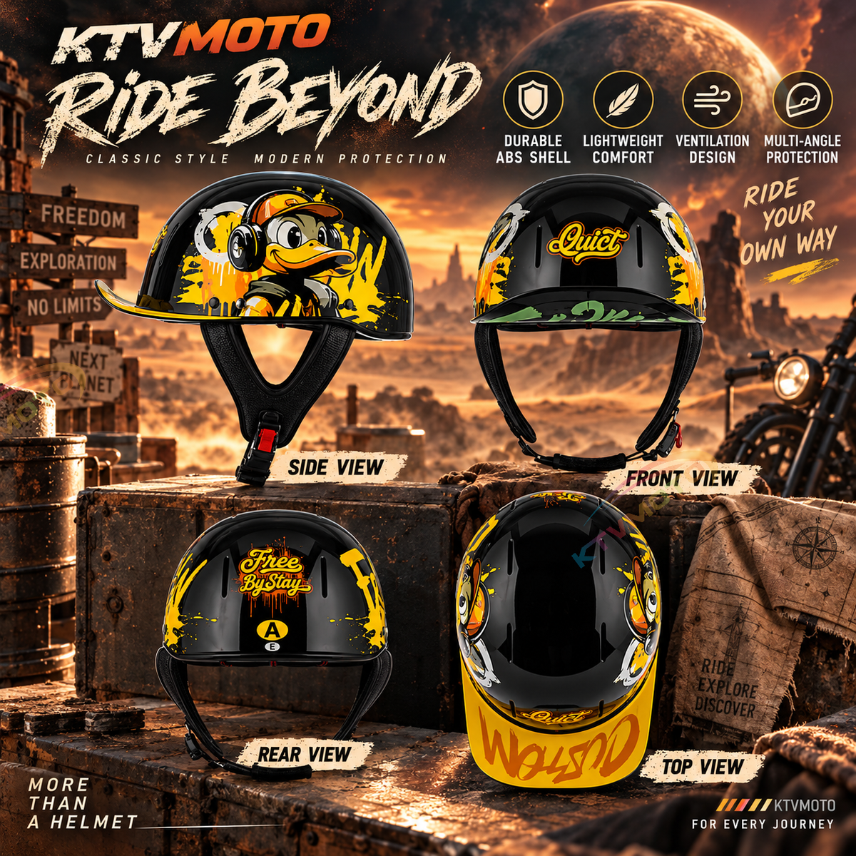 Retro Carbon Fiber Breathable Half-Helmet for Cruiser Motorcycles-I292