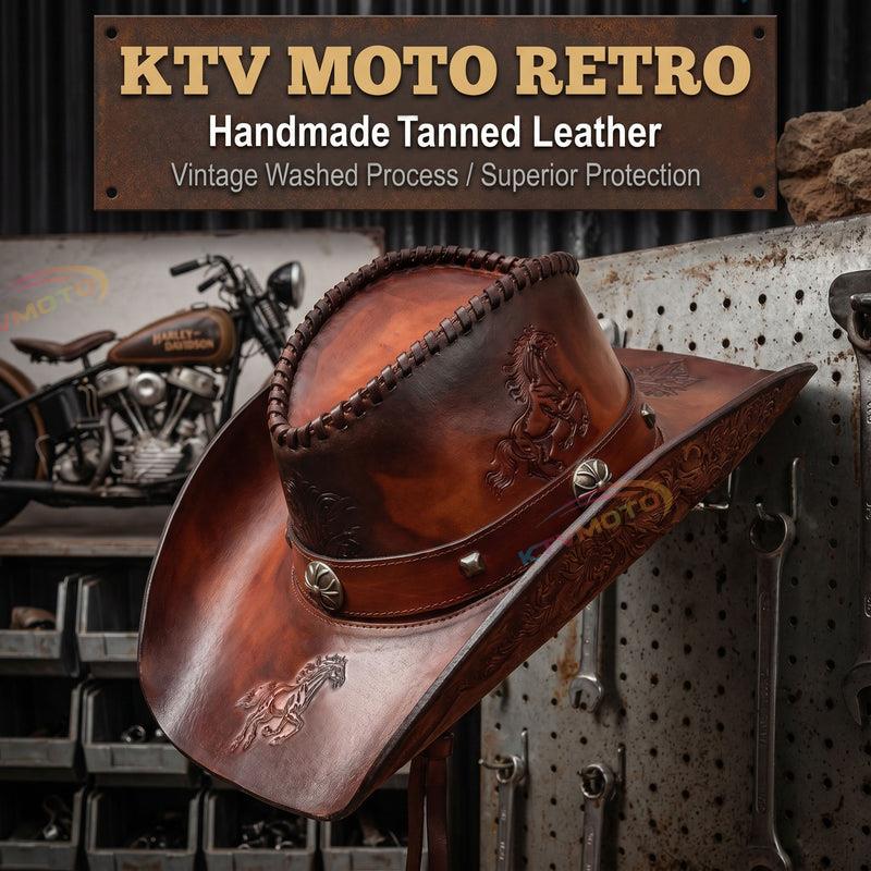 Vintage handmade leather cowboy hat-I119