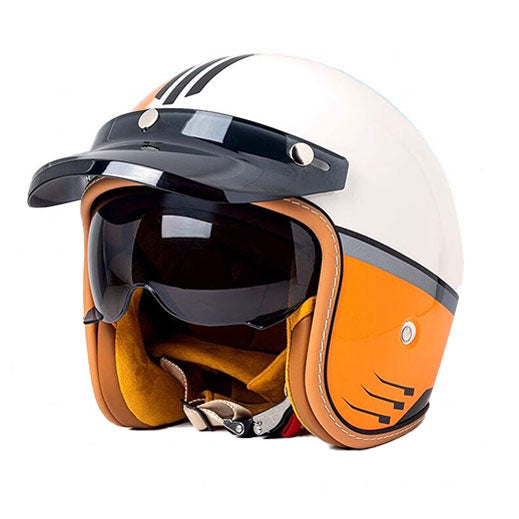 Retro open-face motorcycle helmet with sun visor-I32
