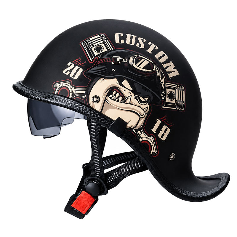 KTVMOTO Vintage Half Helmet with Visor – Retro Motorcycle Helmet-I131