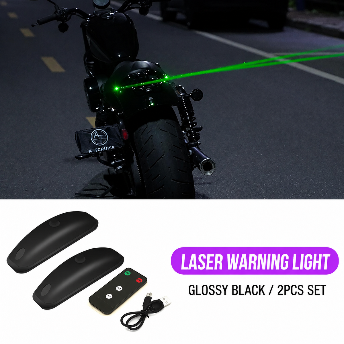 Wireless Motorcycle Laser Tail Light with Warning Strobe Projection-D23