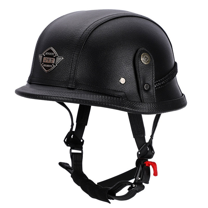 Retro leather cruiser motorcycle half helmet-I15