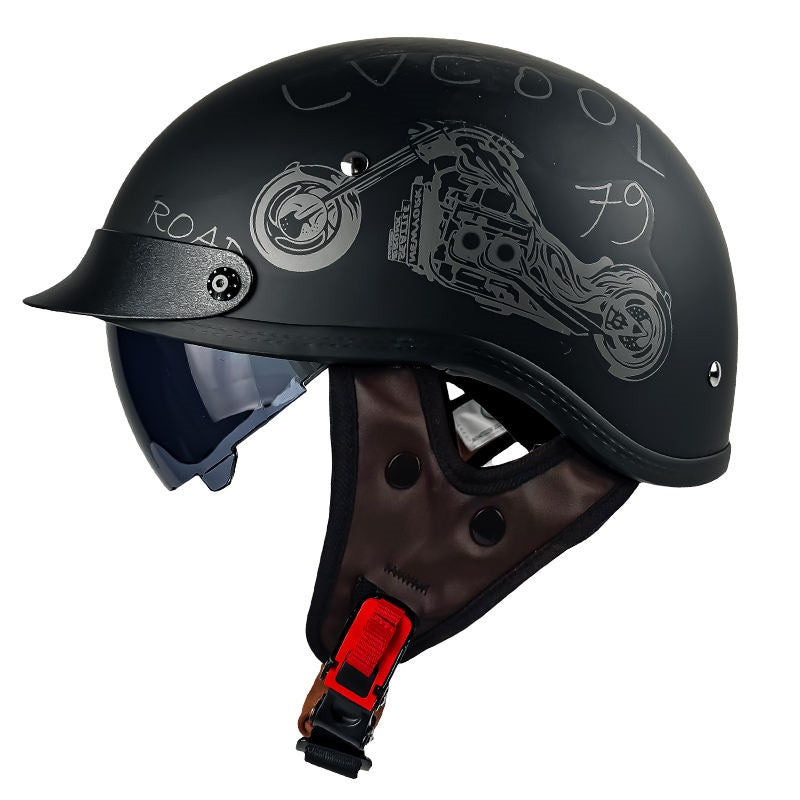 KTVMOTO Retro-style cruiser motorcycle half helmet-I13