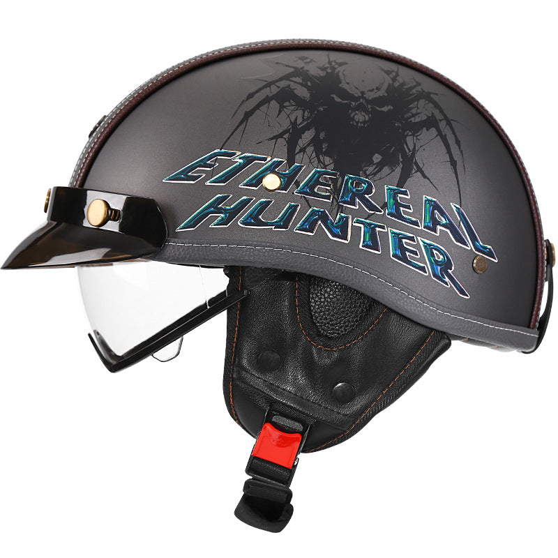 KTVMOTO Retro Half Helmet with Visor for Motorcycle Riders-I50