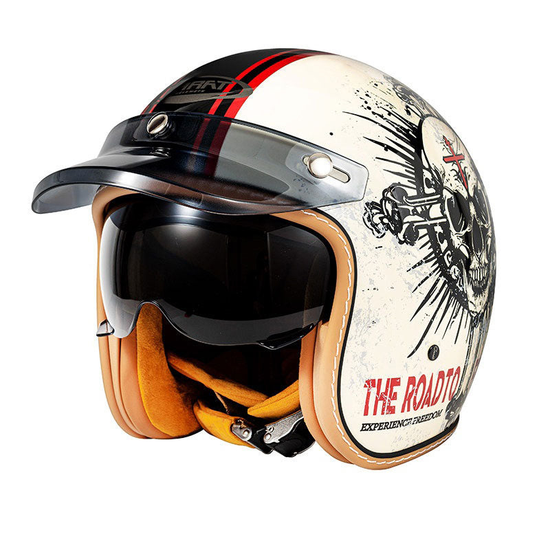KTVMOTO Retro Half Helmet with Visor, Vintage Motorcycle Helmet- I30