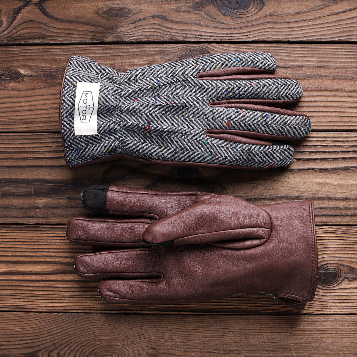 Retro Genuine Leather Patchwork Long Biker Gloves-G51
