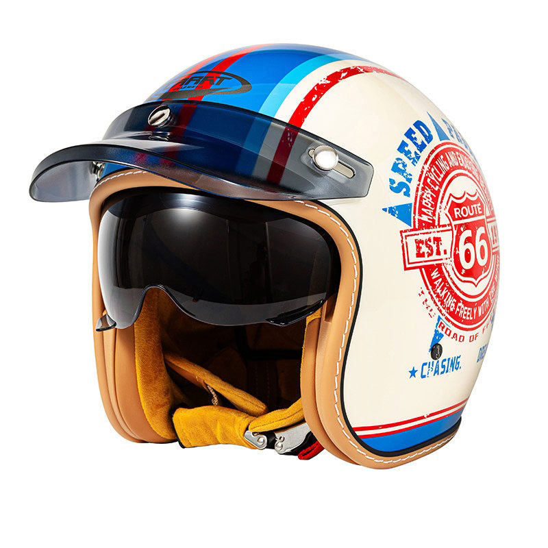 KTVMOTO Retro Half Helmet with Visor, Vintage Motorcycle Helmet- I30