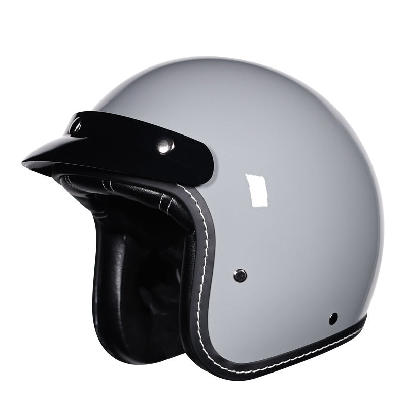 KTVMOTO Retro Open Face Motorcycle Helmet with Sun Visor & Graphic Design-I240