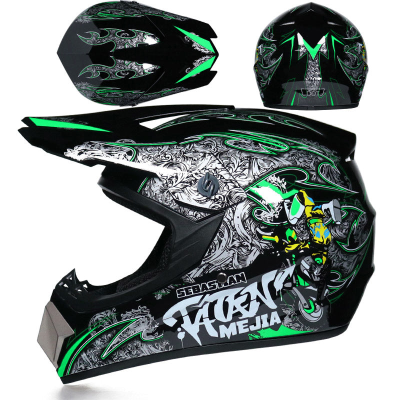 KTVMOTO Graphic Motocross Helmet with Peak Visor for Dirt Bike Riding-I233