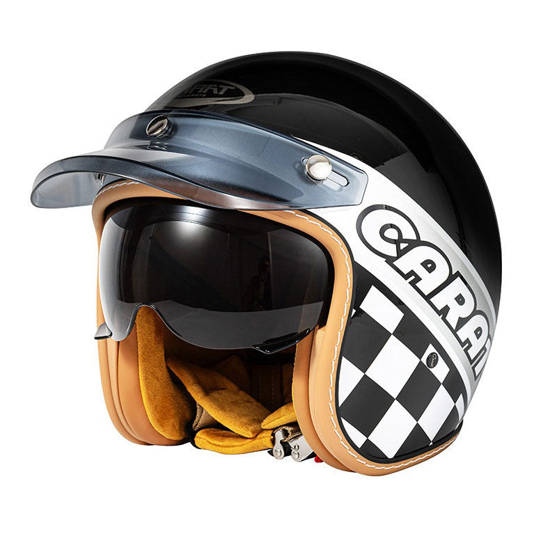 KTVMOTO Retro Half Helmet with Visor, Vintage Motorcycle Helmet- I30