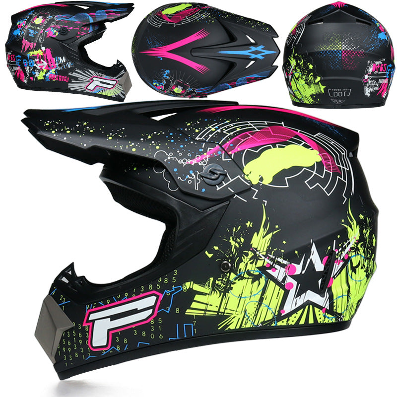 KTVMOTO Graphic Motocross Helmet with Peak Visor for Dirt Bike Riding-I233