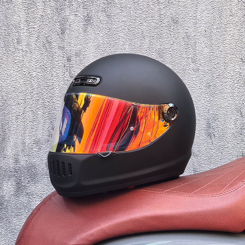 KTVMOTO Retro Full Face Motorcycle Helmet with Clear Visor for Street Riding-I237
