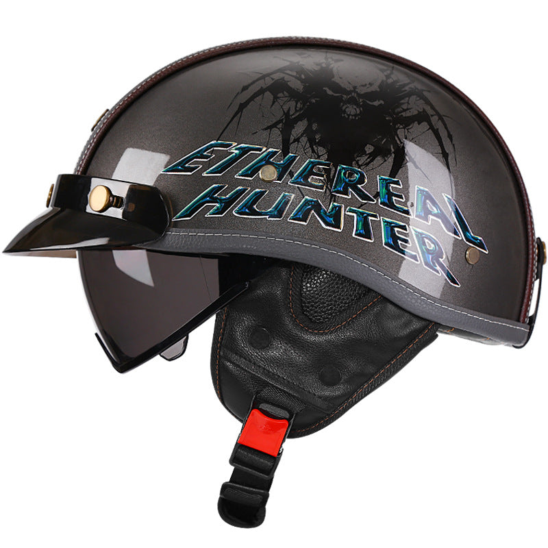 KTVMOTO Retro Half Helmet with Visor for Motorcycle Riders-I50