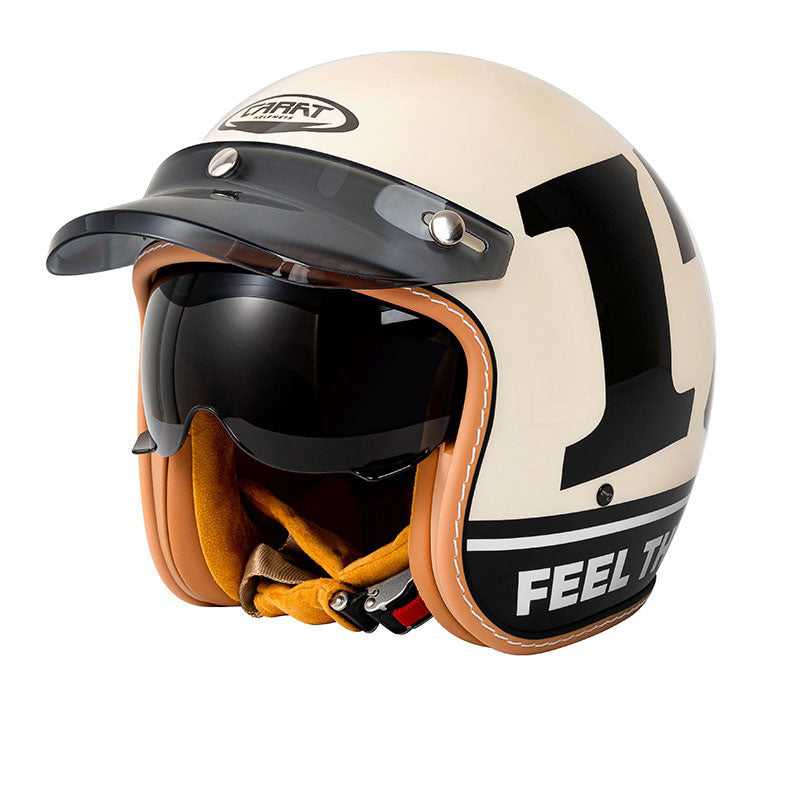 KTVMOTO Retro Half Helmet with Visor, Vintage Motorcycle Helmet- I30