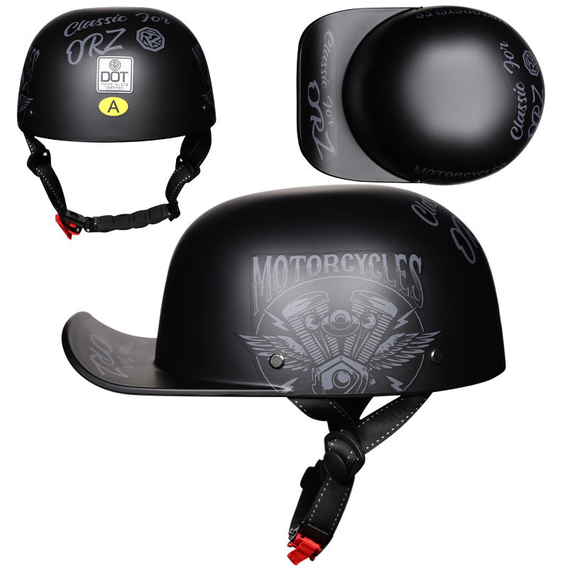 KTVMOTO Retro Half Face Motorcycle Helmet with Long Sun Visor-I248