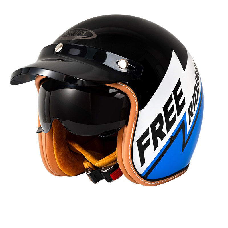 KTVMOTO Retro Half Helmet with Visor, Vintage Motorcycle Helmet- I30