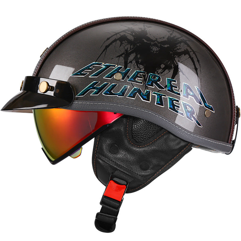 KTVMOTO Retro Half Helmet with Visor for Motorcycle Riders-I50