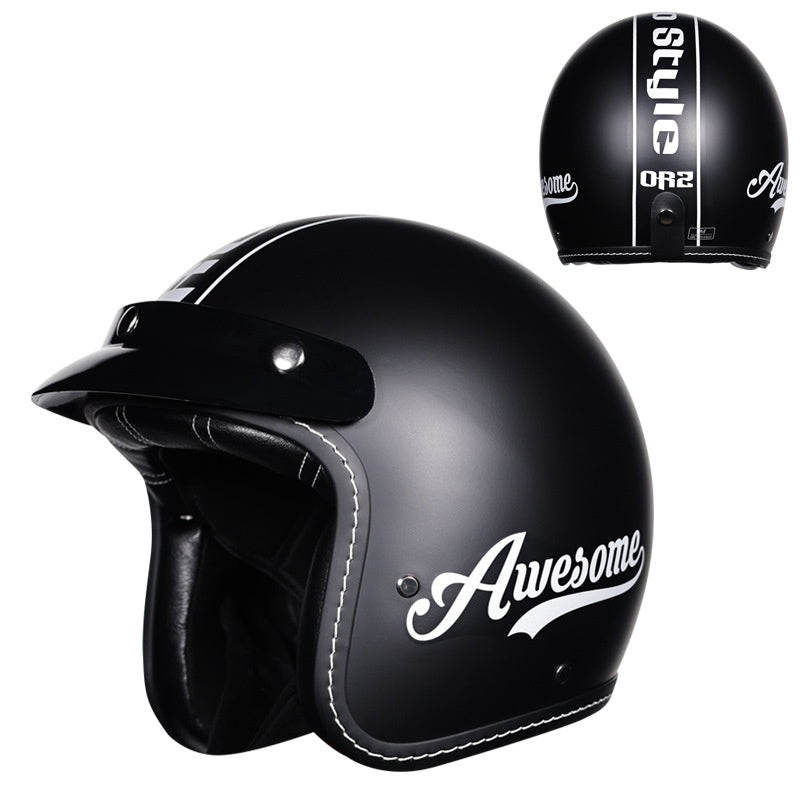 KTVMOTO Retro Open Face Motorcycle Helmet with Sun Visor for Cruiser Riders-I241