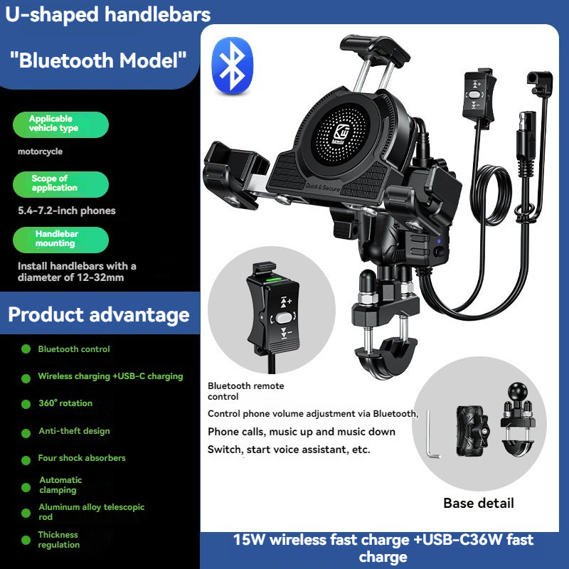 No-blocking camera shock-absorbing anti-theft motorcycle phone holder-M45