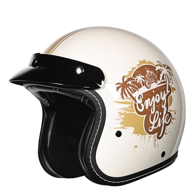 KTVMOTO Retro Open Face Motorcycle Helmet with Sun Visor for Cruiser Riders-I241