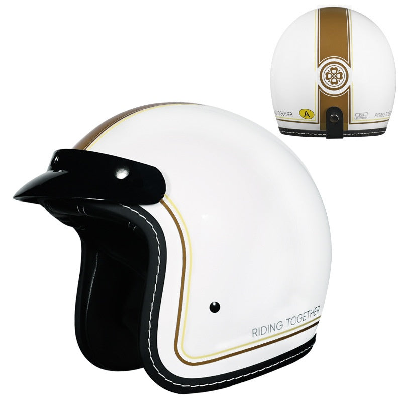 KTVMOTO Retro Open Face Motorcycle Helmet with Sun Visor for Cruiser Riders-I241