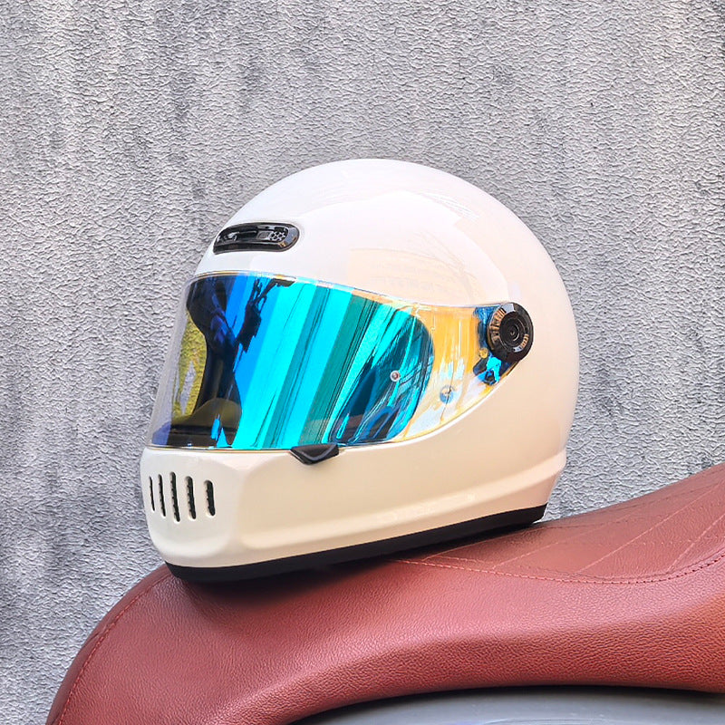 KTVMOTO Retro Full Face Motorcycle Helmet with Clear Visor for Street Riding-I237