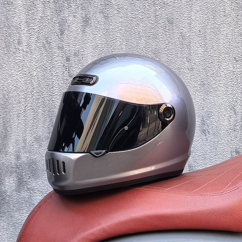KTVMOTO Retro Full Face Motorcycle Helmet with Clear Visor for Street Riding-I237