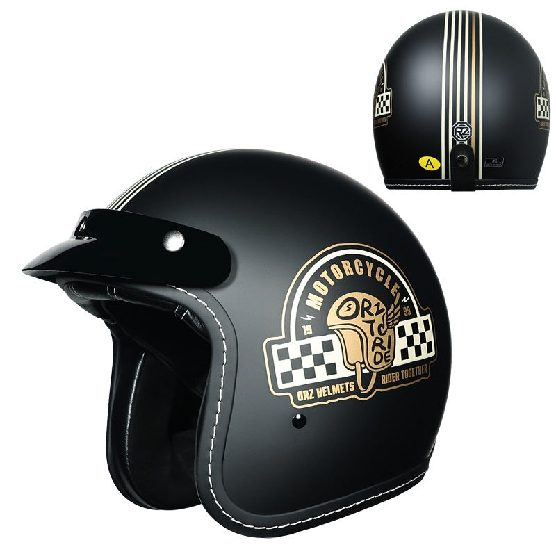 KTVMOTO Retro Open Face Motorcycle Helmet with Sun Visor for Cruiser Riders-I242