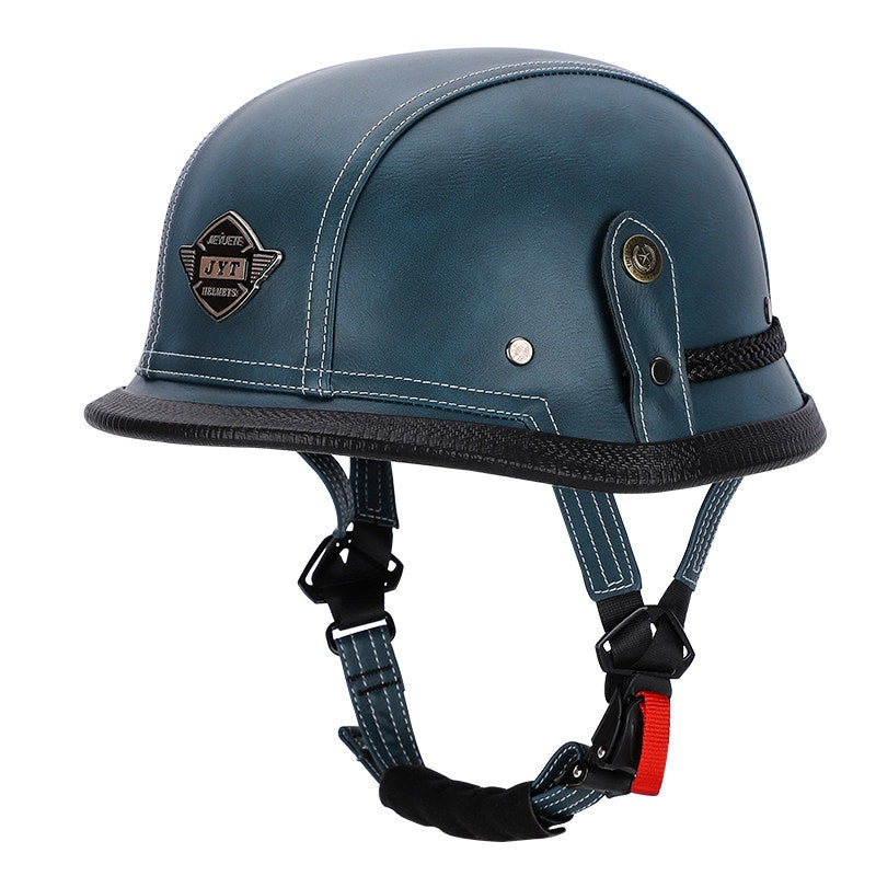 Retro leather cruiser motorcycle half helmet-I15