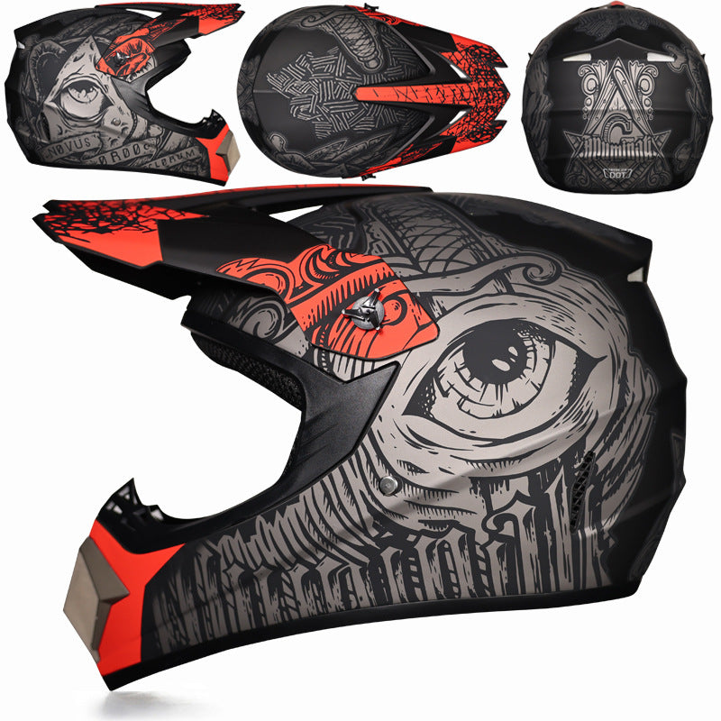KTVMOTO Graphic Motocross Helmet with Peak Visor for Dirt Bike Riding-I234