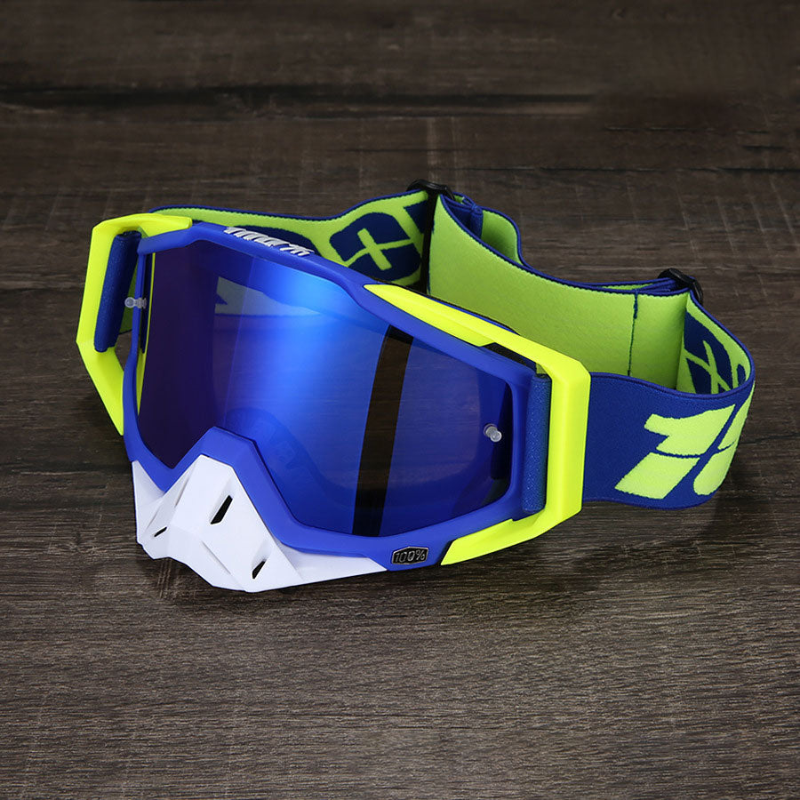 KTVMOTO Motorcycle goggles in a yellow and blue color scheme-H08