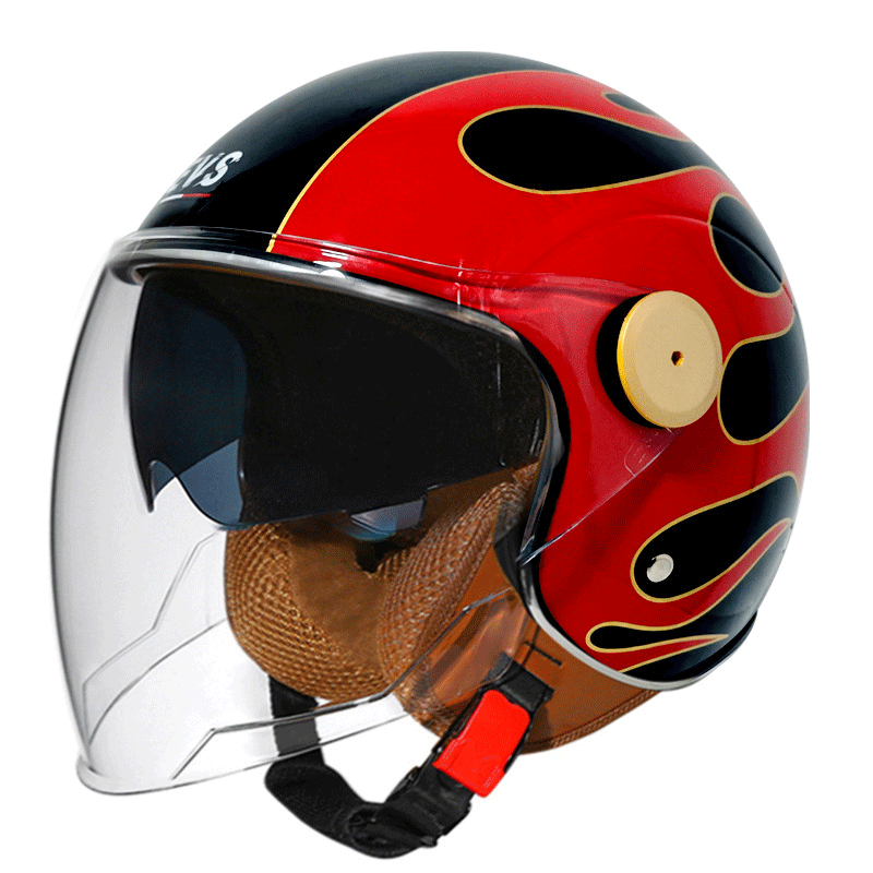 Retro 3/4 open-face motorcycle helmet with dual visors- I71